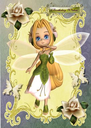 Lovely Leaf Fairy and White Roses by Julie McGregor