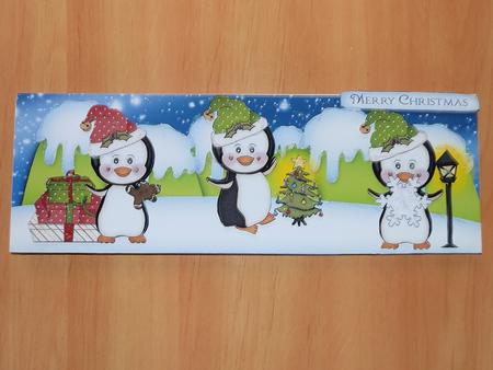 Large Dl Cute Christmas Penguins Quick Card by Julie McGregor