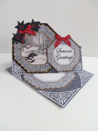 Winter Walk Seasongreetings Double Octagon Card Envelope Kit by Julie McGregor