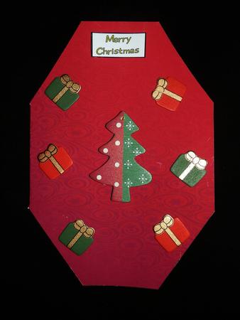 Red Snowflakes and Swirls Octagon Card Base by Julie McGregor