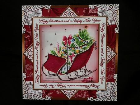 Red Sleigh Happy Christmas Hny Diamond Megacoupage Cf Kit by Julie McGregor