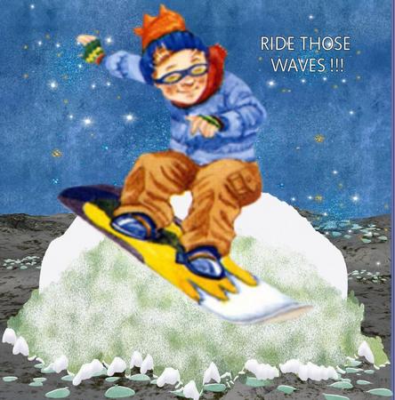 Snow Boarding Fun Topper & Decoupage by Julie McGregor