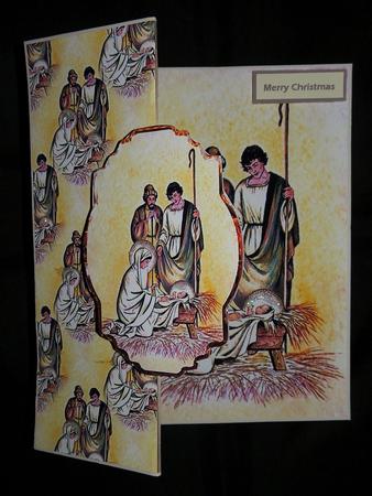 Birth of Jesus No Hole Fold Back Card with Toppers by Julie McGregor