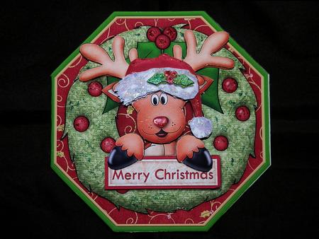 Christmas Rudolf Wreath Peeper with Decoupage Mini Kit by Julie McGregor