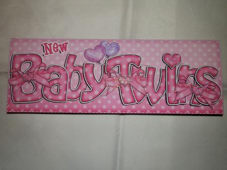 Large Dl New Baby Twins Felties Quick Card N 3D Decoupage by Julie McGregor