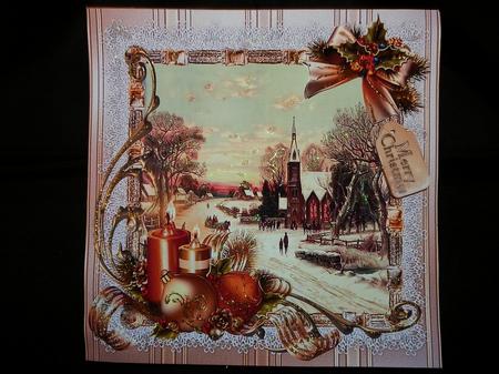 8x8 Vintage Golden Christmas Scene by Julie McGregor
