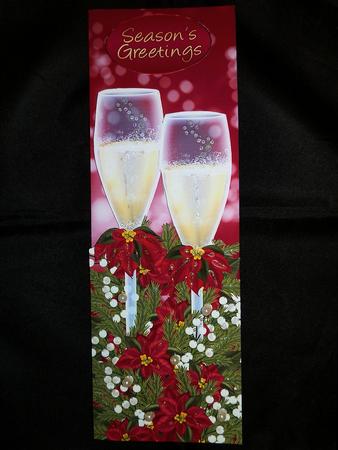 Red Poinsettia Champagne Christmas Dl Quick Card by Julie McGregor