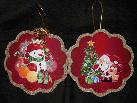 Cd Christmas Decoration - Snowman and Santa by Julie McGregor