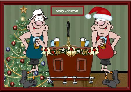 Christmas at the Pub Card with Decoupage by Julie McGregor
