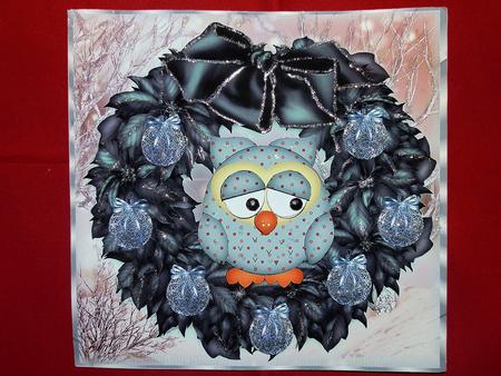 Beautiful Christmas Owl Poinsettia Wreath by Julie McGregor