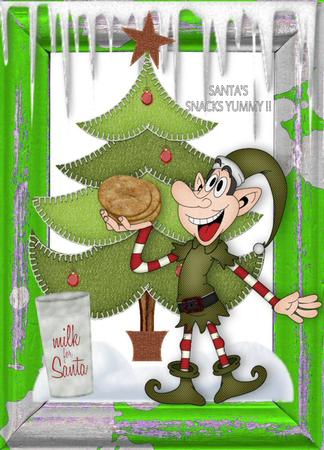 Milk and Cookies for Santa with Elf A4 by Julie McGregor
