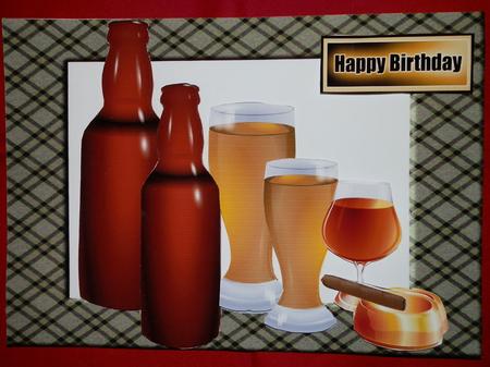 Beer, Brandy and Cigar in Tartan Frame by Julie McGregor