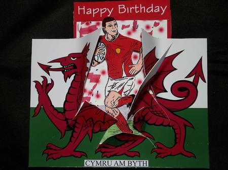 Rugby Player with Red & White Shirt - Decoupage by Julie McGregor