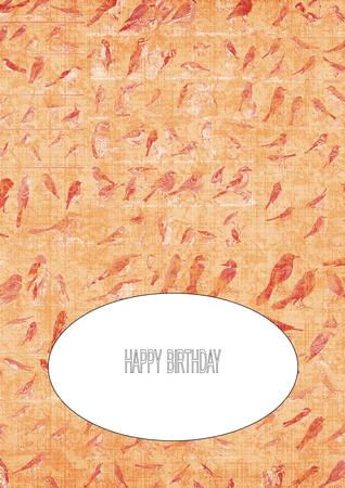 Vintage Birds Orange Insert 2 by Julie McGregor