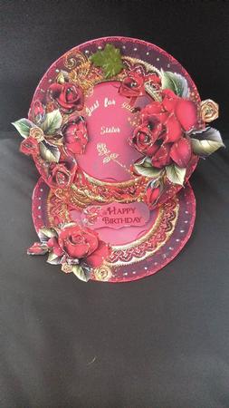 Dramtic Red Roses Round Easel Card Mini Kit by Julie McGregor