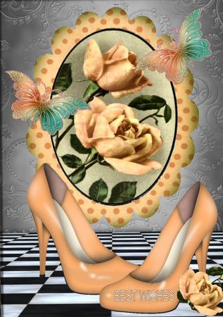 Pretty Peach Roses with Peach Shoes by Julie McGregor