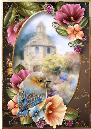 Pretty Summer Blue Bird at the Dovecote by Julie McGregor