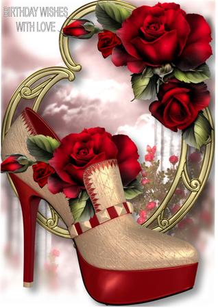 Stunning Shoes - the Paris Collection - Red Roses by Julie McGregor