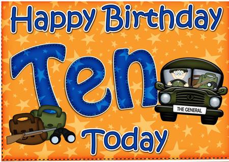 5x7 10th Birthday Boyz General Gazza Scallop Corner by Julie McGregor