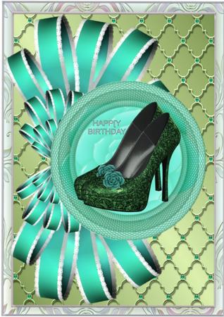 Emerald Shoes Bow and Circle Pyramid Card by Julie McGregor