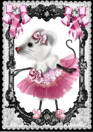 Cute Fantasy Ballerina Mouse in Lace Frame by Julie McGregor