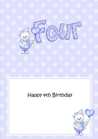 4th Birthday Teddy 5x7 Insert by Julie McGregor