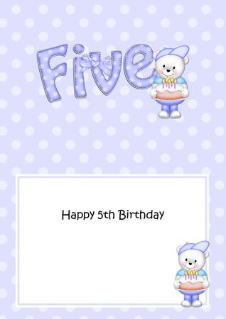 5th Birthday Teddy 5x7 Insert by Julie McGregor