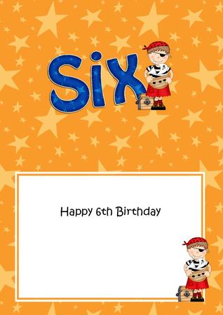 6th Birthday Boyz Joze Pirate 5x7 Insert by Julie McGregor