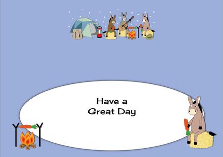 Camping Donkeys Large Dl Insert by Julie McGregor
