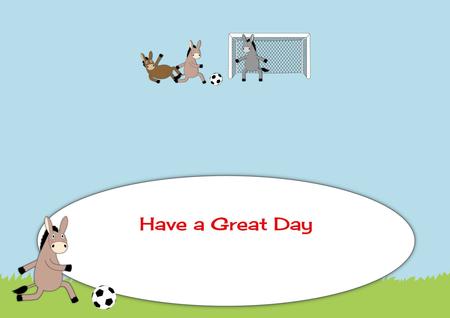 Donkeys Playing Football Large Dl Insert by Julie McGregor
