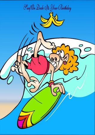 Cartoon Surfer Keep Calm and Surf On by Julie McGregor