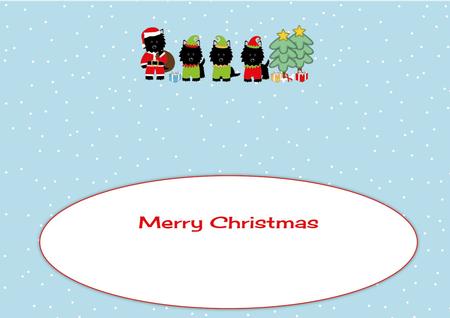 Santa Jazz the Dog & Christmas Elves Large Dl Insert by Julie McGregor