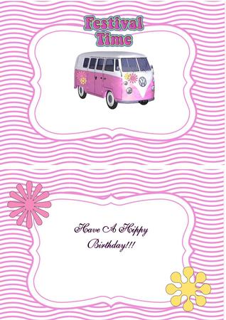 Pink Hippy Campervan A5 Insert by Julie McGregor
