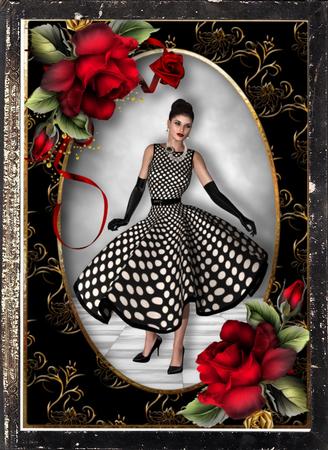 Fabulous Polka Dot Dress & Red Roses by Julie McGregor