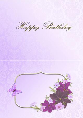 A5 Purple Happy Birhtday Landscape Insert by Julie McGregor
