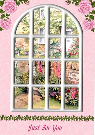 Rose Cottage Arched Window Just for You Topper & Decoupage by Julie McGregor