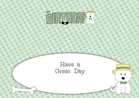 Smart White Jazz the Dog Birthday Large Dl Insert by Julie McGregor