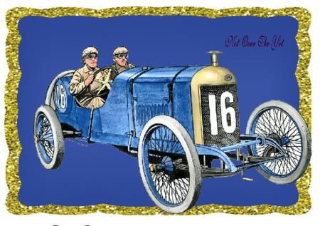 1914 Blue Vintage Sports Car with Men by Julie McGregor