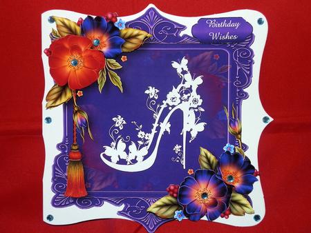 Wild Roses & White Silhouette, Shaped Topper by Julie McGregor