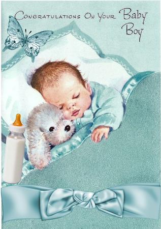 Sleepy Baby Boy All Snuggled Up with Puppy by Julie McGregor
