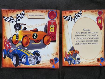 Young at Heart Race Cars with Insert and Verse by Julie McGregor