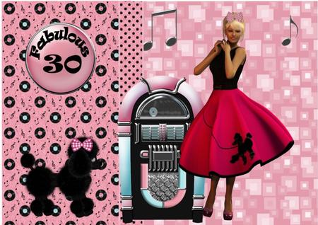 Juke Box Fabulous Card Front in Pinks by Julie McGregor