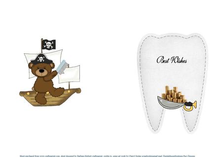 Pirate Teddy Bear Tooth Fairy Insert by Julie McGregor