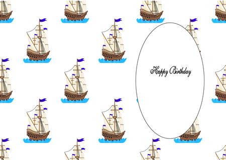 Sailing Ship with Blue Flag Insert by Julie McGregor