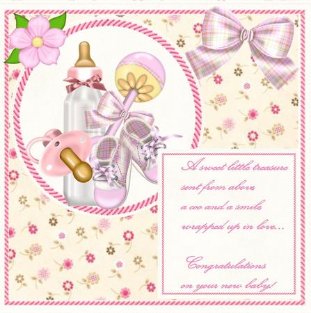 Baby Girl Bottle,booties,dummy & Rattle 8x8 Mini Kit by Julie McGregor
