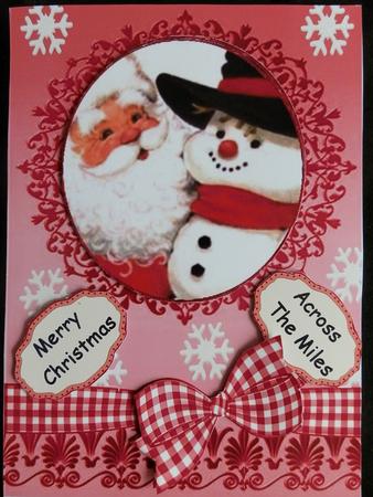 Santa & Snowman in Oval Frame by Julie McGregor