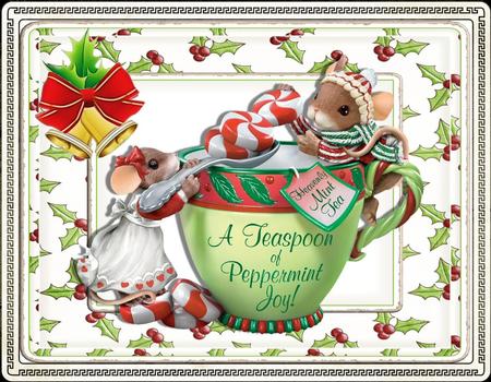 A Teaspoon of Peppermint Joy, Cute Mice by Julie McGregor