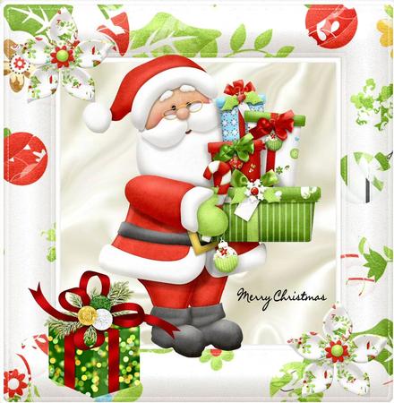 Lovely Santa with Lots of Pressies 8x8 by Julie McGregor