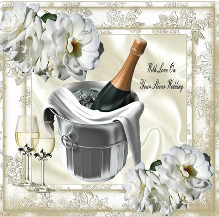 Champagne on Ice to Celebrate with White Roses 8x8 by Julie McGregor