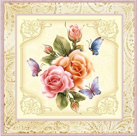 English Rose 7x7 Card with Decoupage by Julie McGregor